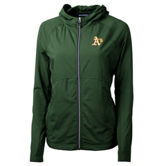 Athletics Cutter & Buck Women's Adapt Eco Knit Hybrid Recycled Full-Zip Hoodie - Hunter Green - MLB Sale