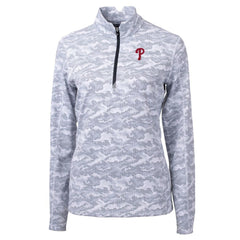 Philadelphia Phillies Cutter & Buck Women's Traverse Camo Print Stretch Quarter-Zip Pullover Top - Charcoal - MLB on Sale