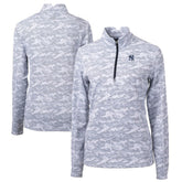 New York Yankees Cutter & Buck Women's Traverse Camo Print Stretch Quarter-Zip Pullover Top - Charcoal - MLB Online