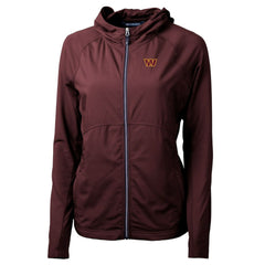 Washington Commanders Cutter & Buck Women's Adapt Eco Knit Hybrid Recycled Full-Zip Hoodie Burgundy