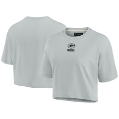 Fanatics Green Bay Packers Women's Elements Super Soft Boxy Cropped T-Shirt Gray