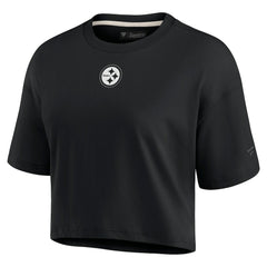 Fanatics Pittsburgh Steelers Women's Elements Super Soft Boxy Cropped T-Shirt Black