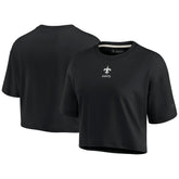 Fanatics New Orleans Saints Women's Elements Super Soft Boxy Cropped T-Shirt Black