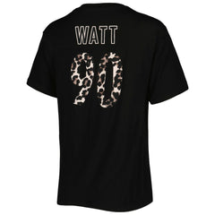 T.J. Watt Pittsburgh Steelers Majestic Threads Women's Leopard Player Name & Number T-Shirt Black