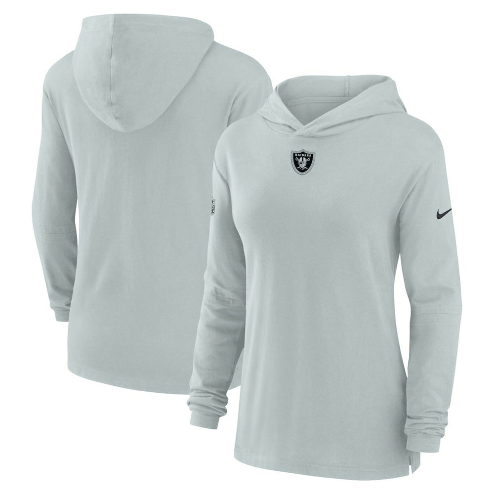 Nike Las Vegas Raiders Women's Sideline Performance Long Sleeve Hoodie T-Shirt Silver