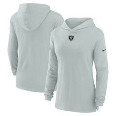 Nike Las Vegas Raiders Women's Sideline Performance Long Sleeve Hoodie T-Shirt Silver