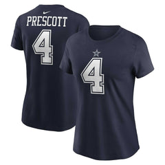 Nike Dak Prescott Dallas Cowboys Women's Player Name & Number T-Shirt Navy