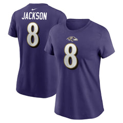 Nike Lamar Jackson Baltimore Ravens Women's Player Name & Number T-Shirt Purple