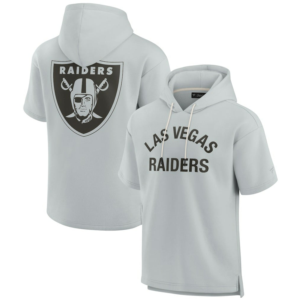 Fanatics Las Vegas Raiders Unisex Elements Super Soft Fleece Short Sleeve Pullover Hoodie Gray