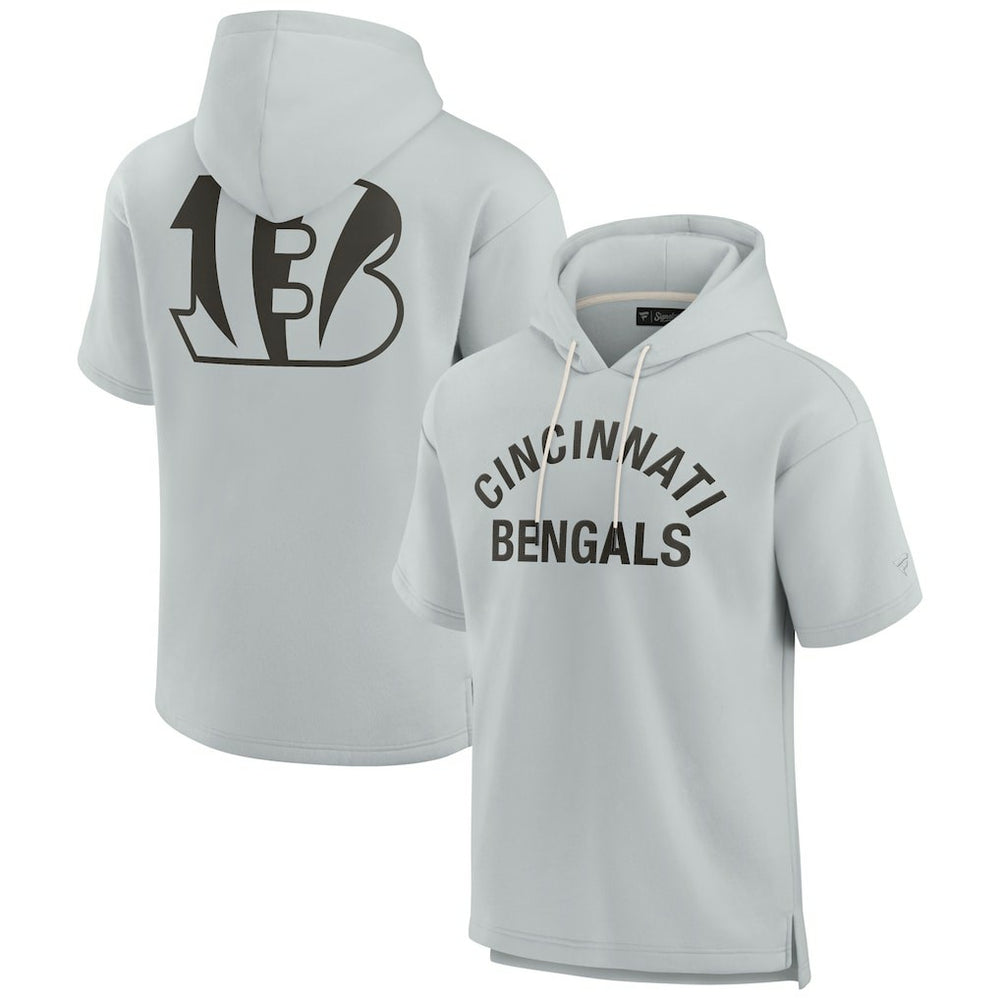 Fanatics Cincinnati Bengals Unisex Elements Super Soft Fleece Short Sleeve Pullover Hoodie Gray