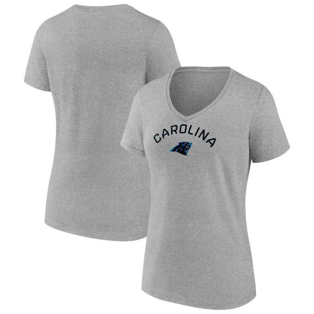 Carolina Panthers Women's Team Arc V-Neck T-Shirt Heather Gray