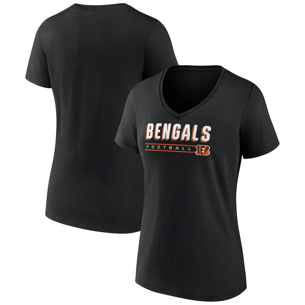Cincinnati Bengals Women's Primary Play V-Neck T-Shirt Black