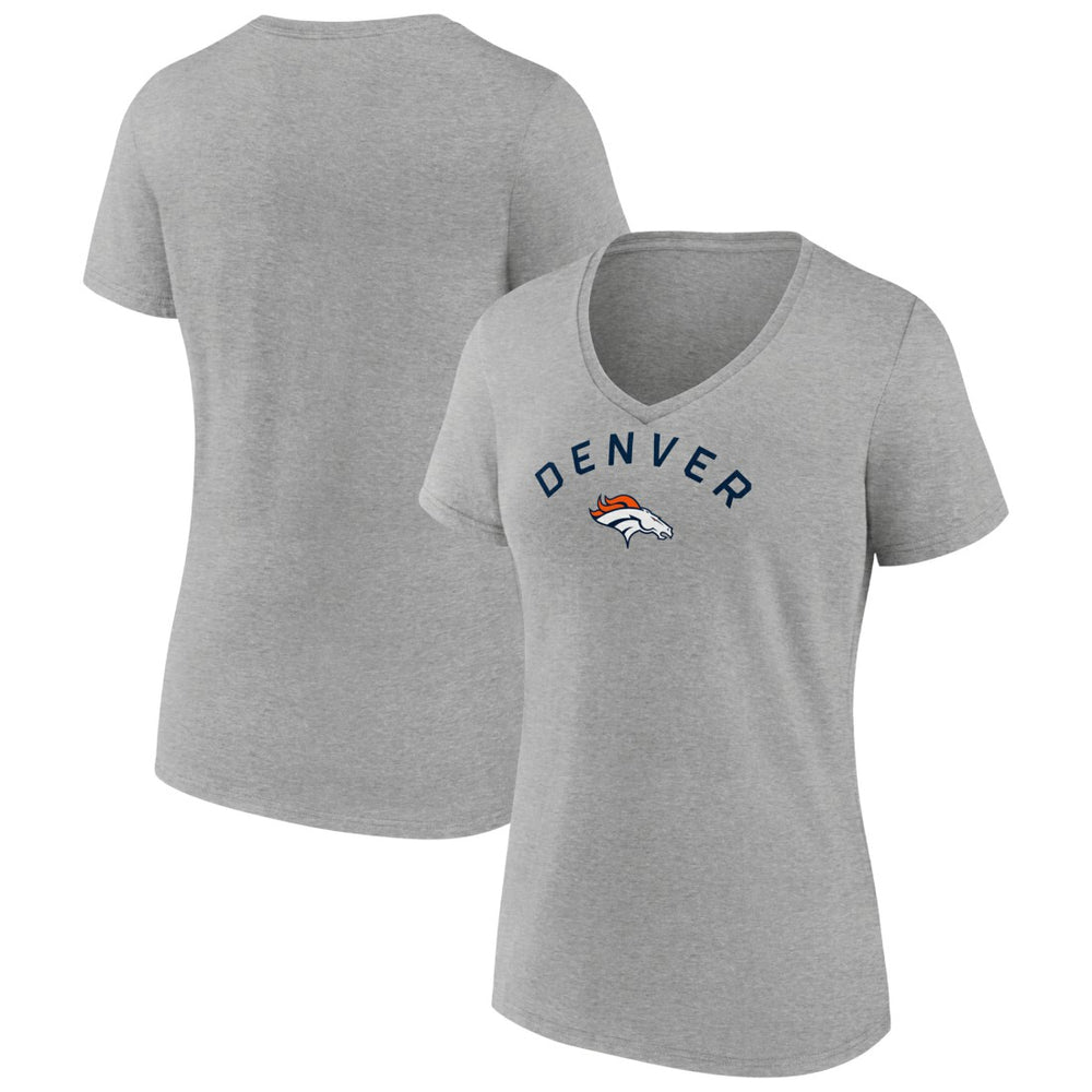 Denver Broncos Women's Team Arc V-Neck T-Shirt Heather Gray