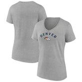 Denver Broncos Women's Team Arc V-Neck T-Shirt Heather Gray
