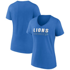 Detroit Lions Women's Primary Play V-Neck T-Shirt Blue