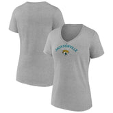 Jacksonville Jaguars Women's Team Arc V-Neck T-Shirt Heather Gray