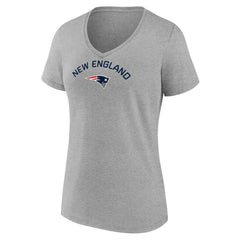 New England Patriots Women's Team Arc V-Neck T-Shirt Heather Gray
