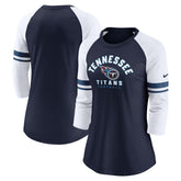 Nike Tennessee Titans Women's Fashion 3/4-Sleeve Lightweight Raglan Fashion T-Shirt Navy