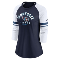 Nike Tennessee Titans Women's Fashion 3/4-Sleeve Lightweight Raglan Fashion T-Shirt Navy