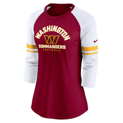 Nike Washington Commanders Women's Fashion 3/4-Sleeve Lightweight Raglan Fashion T-Shirt Burgundy