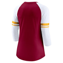 Nike Washington Commanders Women's Fashion 3/4-Sleeve Lightweight Raglan Fashion T-Shirt Burgundy