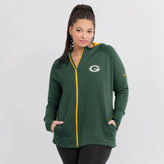 Nike Green Bay Packers Women's Asymmetrical Raglan Full-Zip Hoodie Green