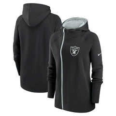 Nike Las Vegas Raiders Women's Asymmetrical Raglan Full-Zip Hoodie Black
