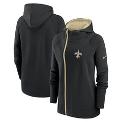 Nike New Orleans Saints Women's Asymmetrical Raglan Full-Zip Hoodie Black