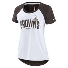 Nike Cleveland Browns Women's Back Slit Lightweight Fashion T-Shirt White/Heather Scarlet