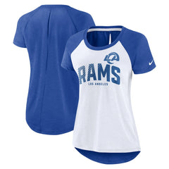 Nike Los Angeles Rams Women's Back Slit Lightweight Fashion T-Shirt White/Heather Scarlet