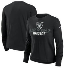 Nike Las Vegas Raiders Women's Modest Crop Performance Long Sleeve T-Shirt Black
