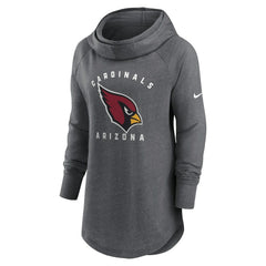 Nike Arizona Cardinals Women's Raglan Funnel Neck Pullover Hoodie Heather Charcoal