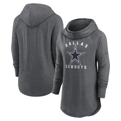 Nike Dallas Cowboys Women's Raglan Funnel Neck Pullover Hoodie Heather Charcoal