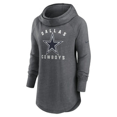 Nike Dallas Cowboys Women's Raglan Funnel Neck Pullover Hoodie Heather Charcoal