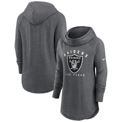 Nike Las Vegas Raiders Women's Raglan Funnel Neck Pullover Hoodie Heather Charcoal