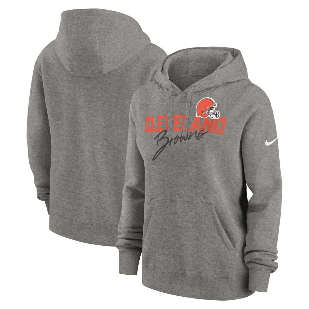 Nike Cleveland Browns Women's Wordmark Club Fleece Pullover Hoodie Heather Gray