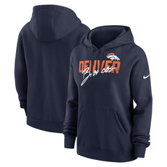 Nike Denver Broncos Women's Wordmark Club Fleece Pullover Hoodie Navy