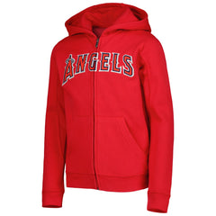 Los Angeles Angels Youth Wordmark Full-Zip Fleece Hoodie - Red - MLB Online