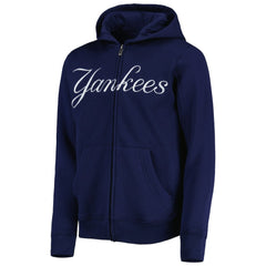 New York Yankees Youth Wordmark Full-Zip Fleece Hoodie - Navy - MLB Discount