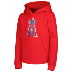 Los Angeles Angels Youth Team Primary Logo Pullover Hoodie - Red - MLB on Sale
