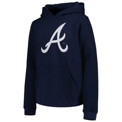 Atlanta Braves Youth Team Primary Logo Pullover Hoodie - Navy - MLB Discount