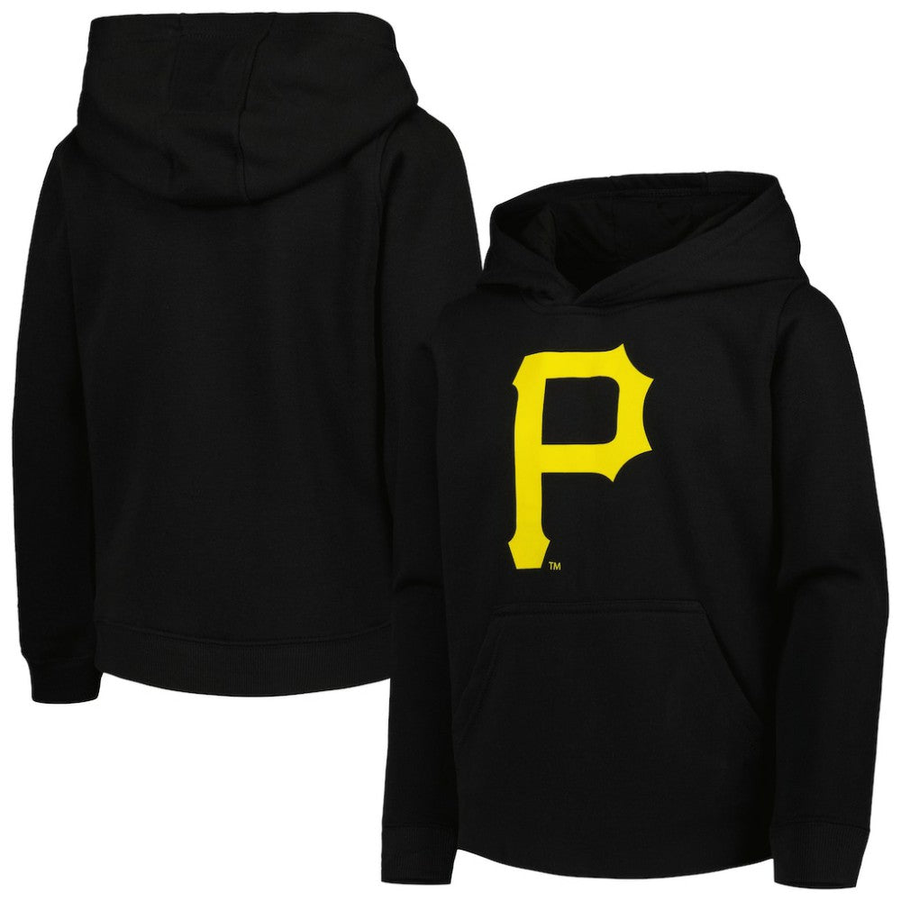 Pittsburgh Pirates Youth Team Primary Logo Pullover Hoodie - Black - MLB Lifestyle