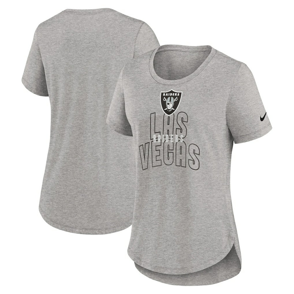 Nike Las Vegas Raiders Women's Fashion Tri-Blend T-Shirt Heather Gray