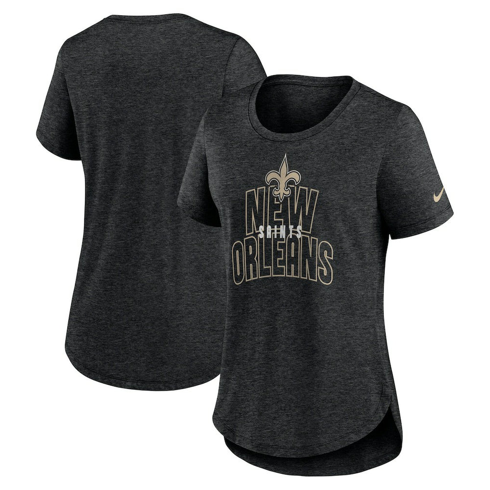 Nike New Orleans Saints Women's Fashion Tri-Blend T-Shirt Heather Black