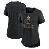 Nike New Orleans Saints Women's Fashion Tri-Blend T-Shirt Heather Black
