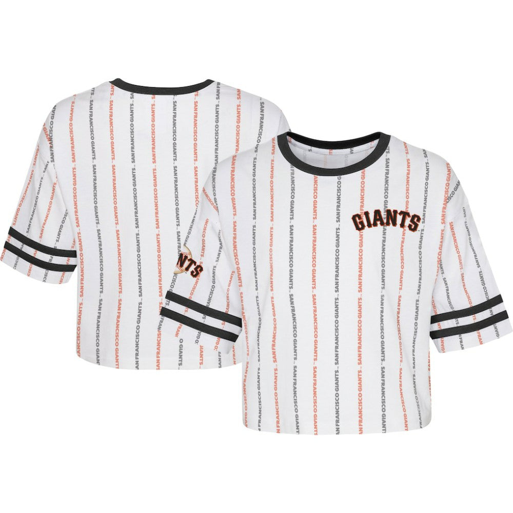 San Francisco Giants Girls Youth Ball Striped T-Shirt - White - MLB Discount