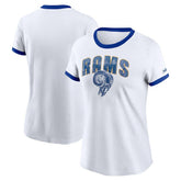 Nike Los Angeles Rams Women's Rewind Ringer T-Shirt White