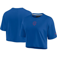 Chicago Cubs Fanatics Women's Elements Super Soft Boxy Cropped T-Shirt - Royal - Fanatics Online