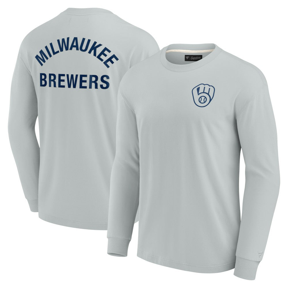 Milwaukee Brewers Fanatics Unisex Elements Super Soft Long Sleeve T-Shirt - Gray - Fanatics Sale