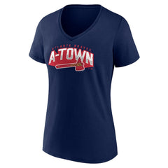 Atlanta Braves Women's Paint the Black V-Neck T-Shirt - Navy - MLB Online